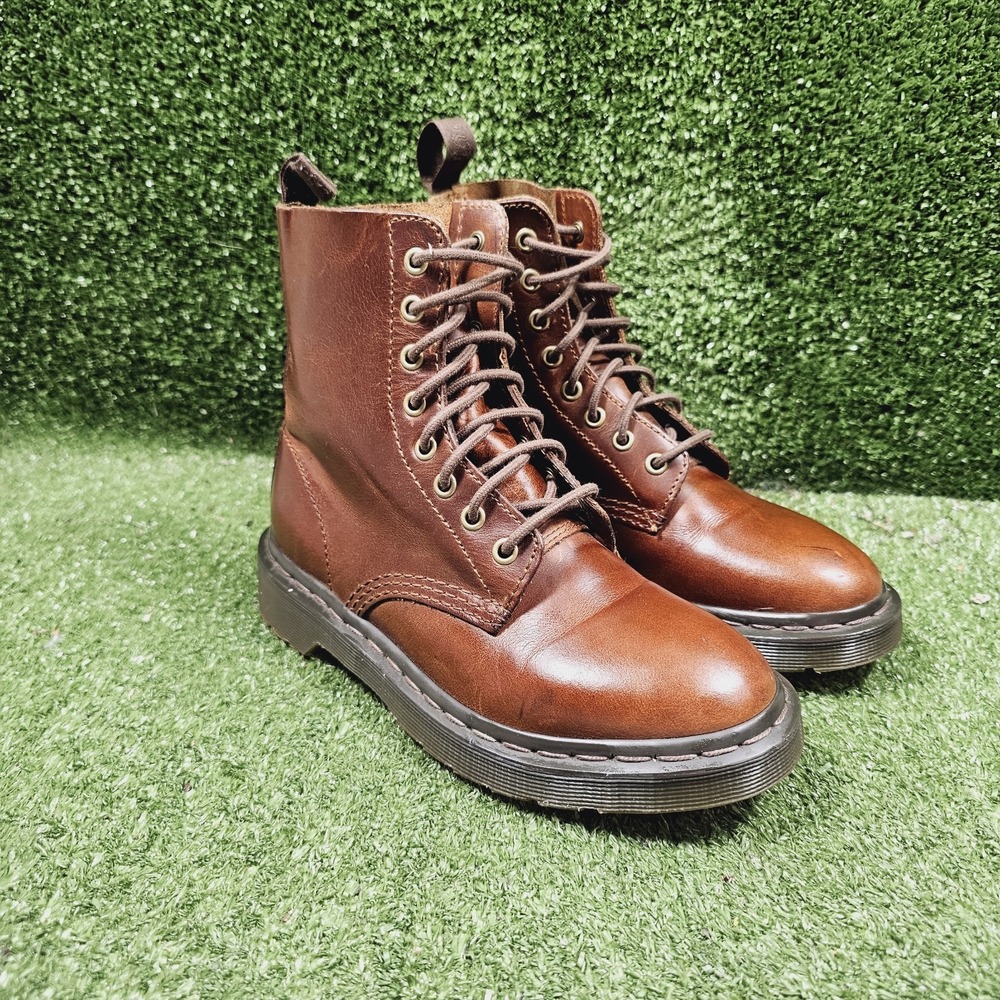 Dr. Martens Pascal 8 Eye Brown Leather Ankle Combat Boots Womens Size 6